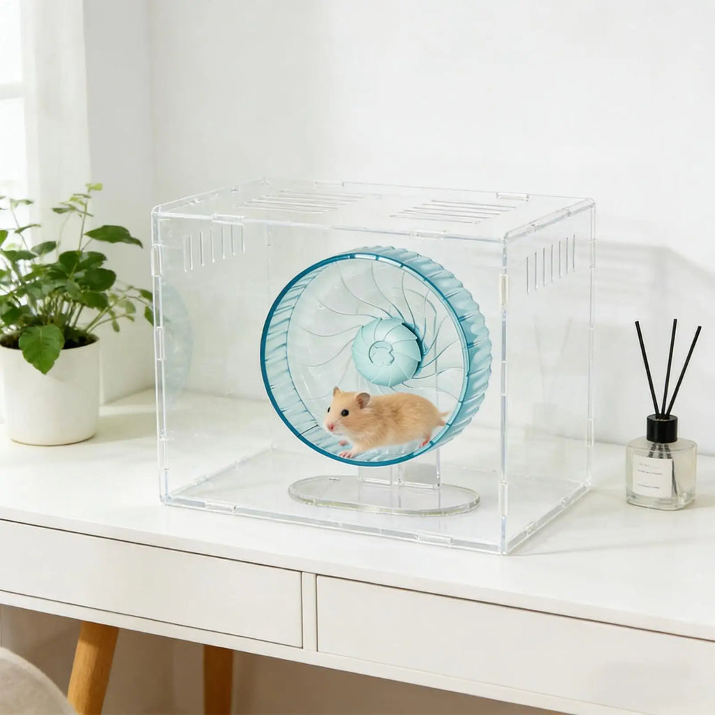 Silent Hamster Wheel – Adjustable Height Habitat Accessory Small Pet Exercise Wheel Qme