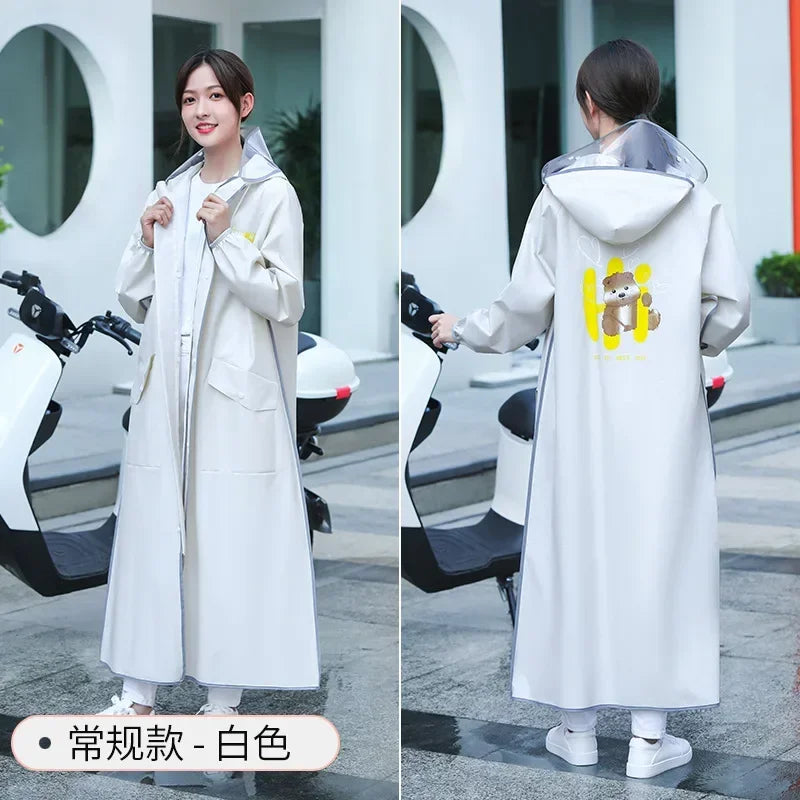 Full Body Raincoat for Electric Vehicles & Motorcycles | Qme Motorcycle Raincoat Qme White- Regular M
