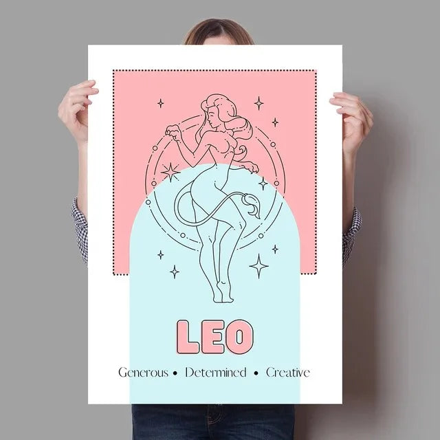 Zodiac Star Sign Minimalist Canvas Wall Art Print – Astrology Canvas Wall Art Qst 2 40x50cm Unframed