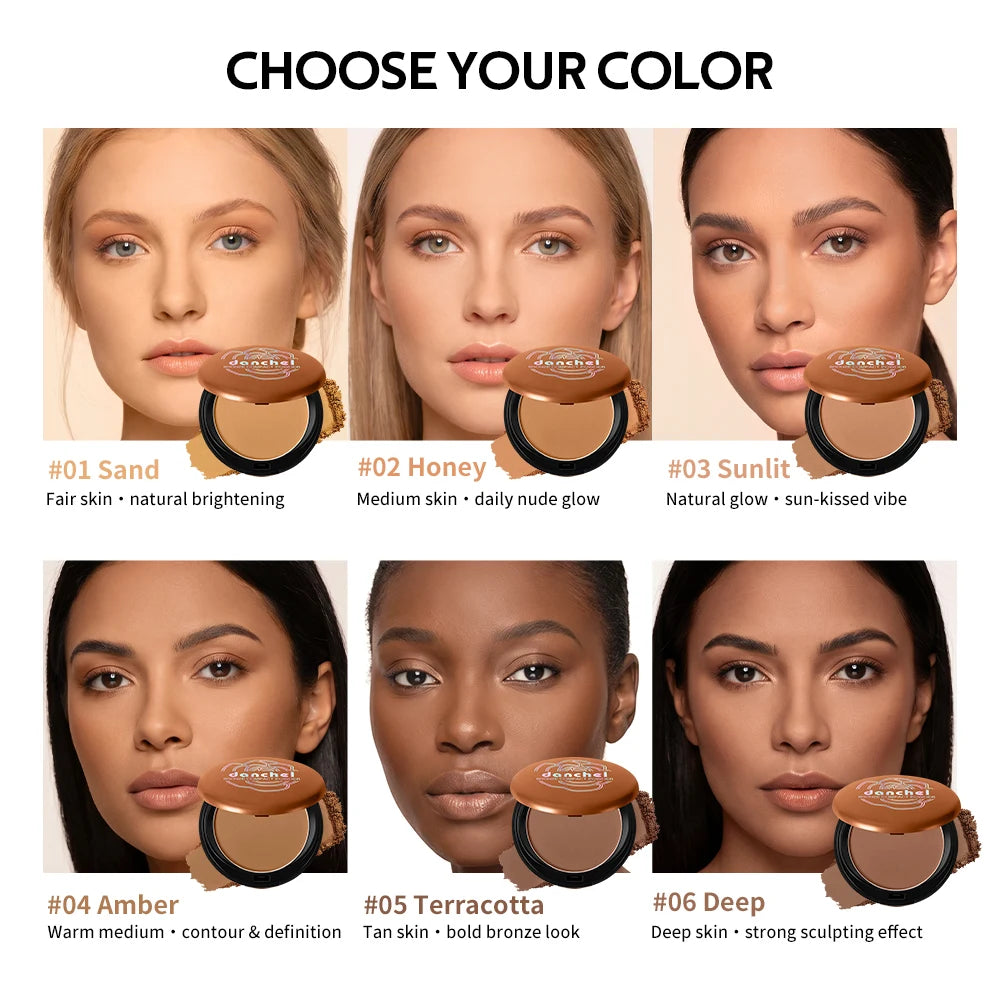 Matte Bronzing Powder – 6 Warm Shades, Buildable Contour Bronzing Powder Qst