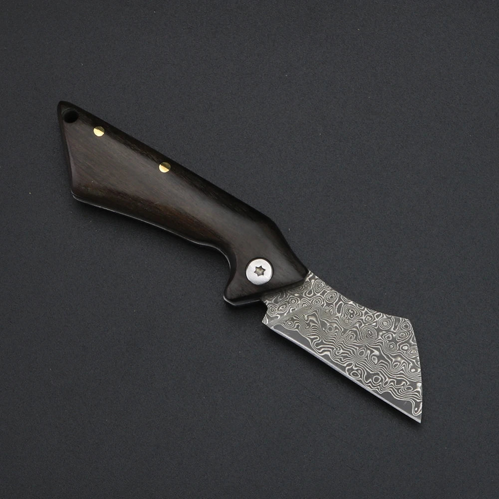 XUANFENG Damascus Steel Brass Skeleton Folding Pocket Knife Folding Pocket Knife Qst