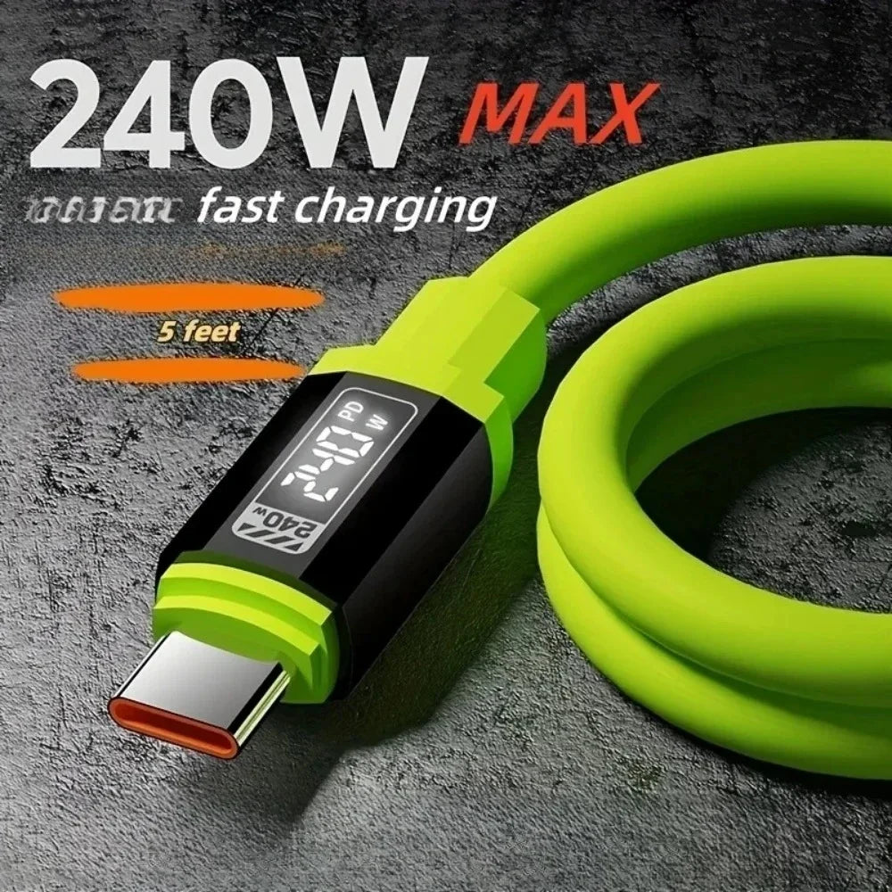 240W USB-C Fast Charging Cable | Zinc Alloy & Silicone USB-C Charging Cable Qme