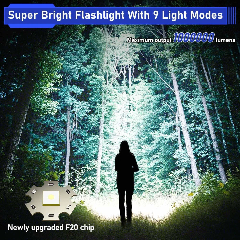 Super Bright Rechargeable LED Flashlight – 9 Modes, Magnetic Tactical Flashlight Qst