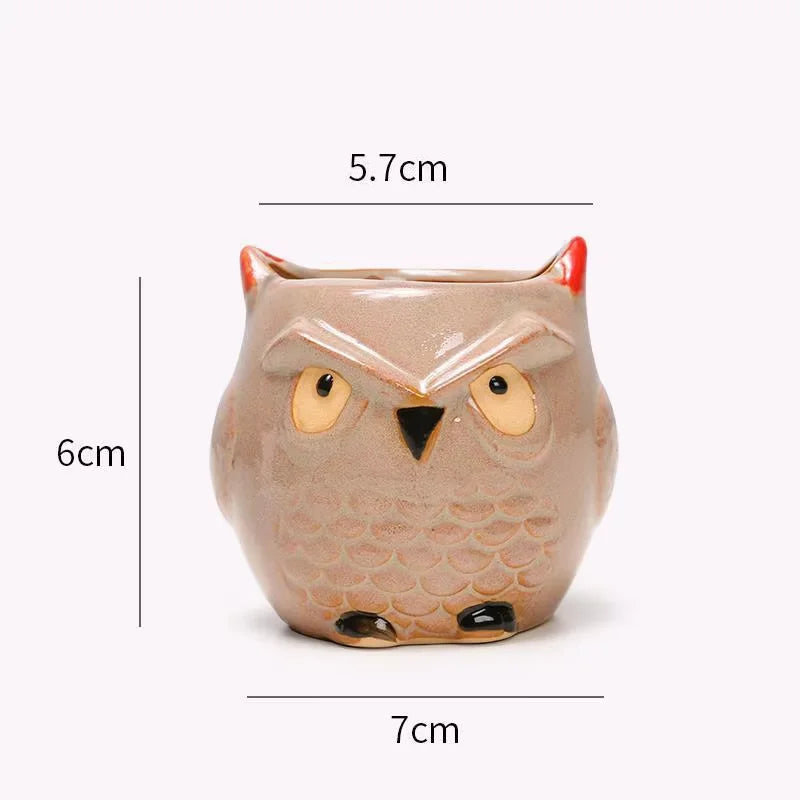 Mini Owl Ceramic Succulent Pot – Cute Animal Planter Décor Ceramic Planter Qst B