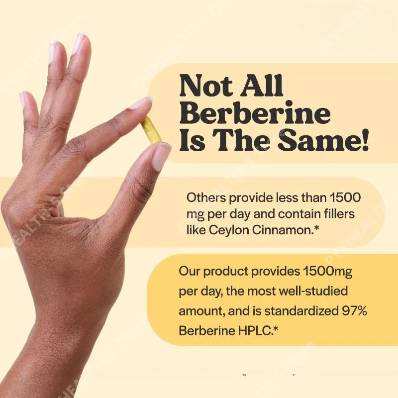 Berberine Supplement 1500mg – 90 Capsules, 500mg Each Herbal Supplement Qst