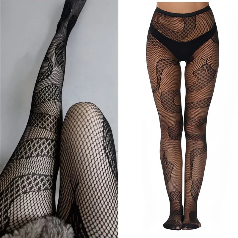 Y2K Gothic Hollow Fishnet Pantyhose | Lolita Thigh Stockings Fishnet Pantyhose Qme