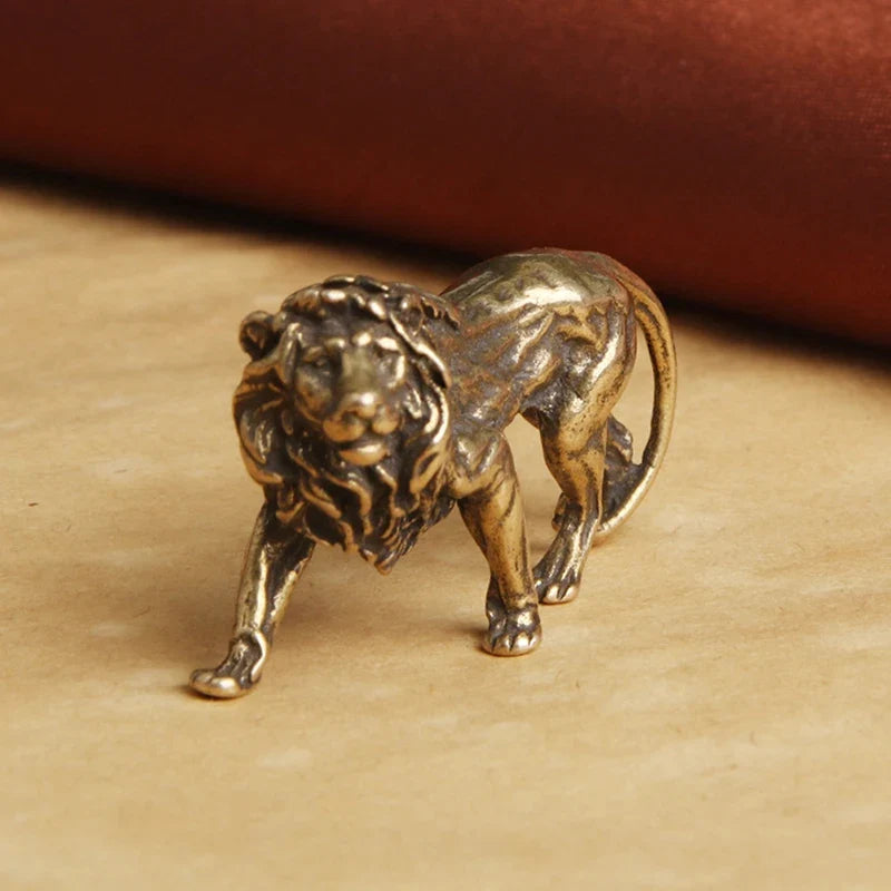 Pure Copper Lion King Miniature Figurine | Desk Décor Copper Figurine Qme