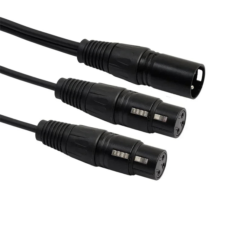 XLR Y Splitter Cable 3-Pin 1 Male to 2 Female Audio Cord XLR Splitter Cable Qme black