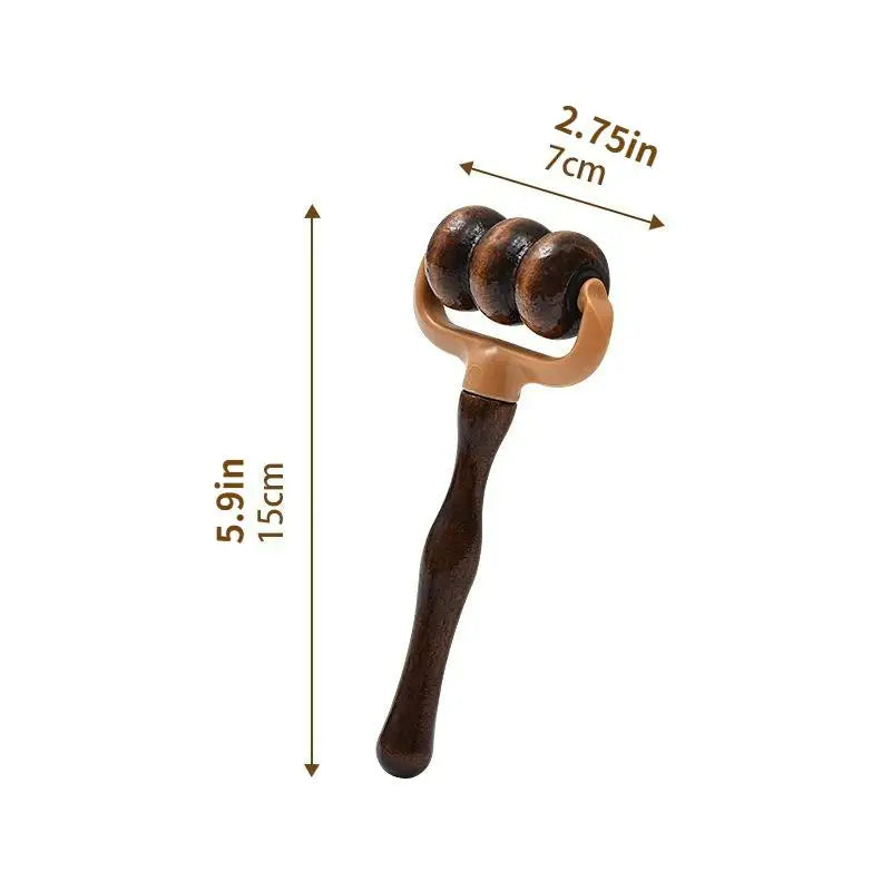 Handheld Wooden Massage Roller – Neck, Shoulder & Head Wooden Massage Roller Qme ONESIZE