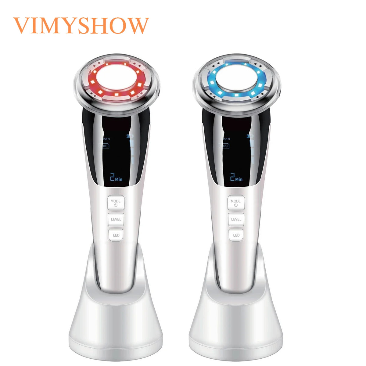 VIMYSHOW 5-in-1 Micro-Current Facial Massager Red Blue LED Facial Beauty Device Qst