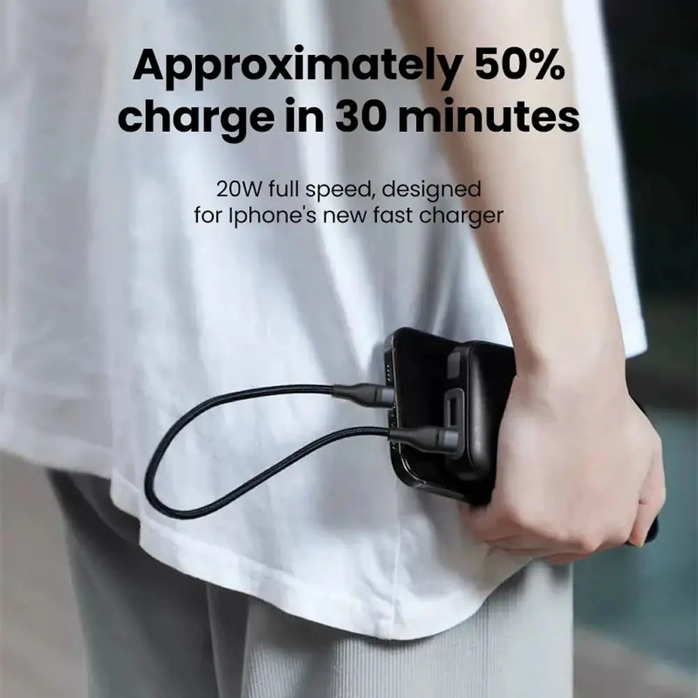 USB-C to USB-C 60W Fast Charging Cable | 0.25M Short Nylon USB-C Charging Cable Qme