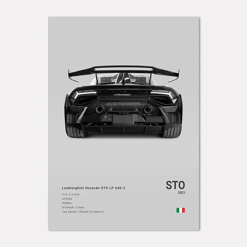 Supercar Canvas Wall Art Poster – M4 P1 Divo STO SVJ Unframed