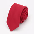 Men's Slim Black Cotton Necktie – Narrow Solid Tie Slim Necktie Qme Red