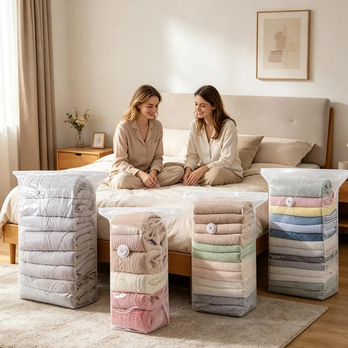 Vacuum Storage Bags No Pump | Reusable Clothing Space Saver Vacuum Storage Bags Qme