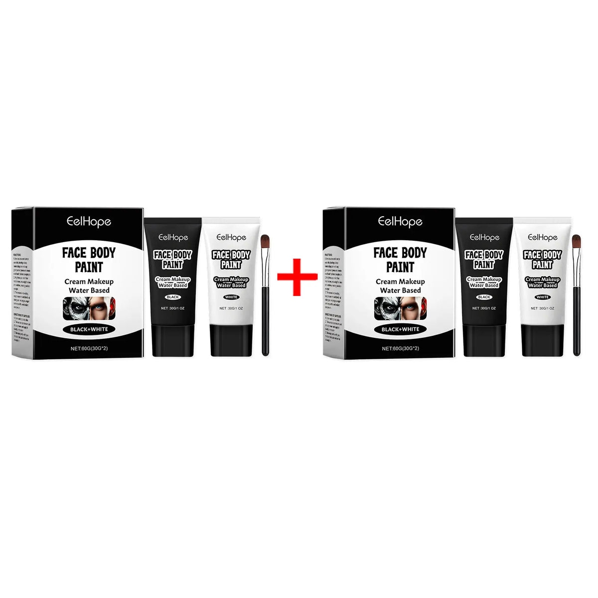 Halloween Black & White Face Paint Cream – Clown Cosplay Kit Halloween Face Paint Qst 2sets boxed
