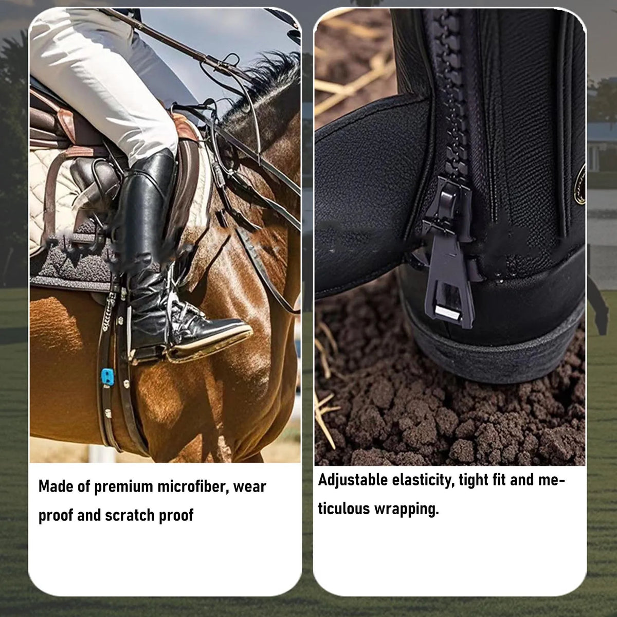 Adult Microfiber Equestrian Half Chaps – Protective Leg Guard Equestrian Half Chaps Qme