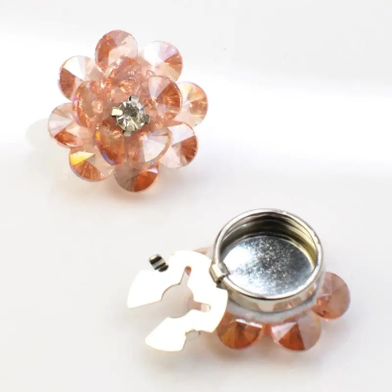 Rhinestone Flower Button Covers Cufflinks for Women – 10 Colors Button Cover Cufflinks Qme style 5