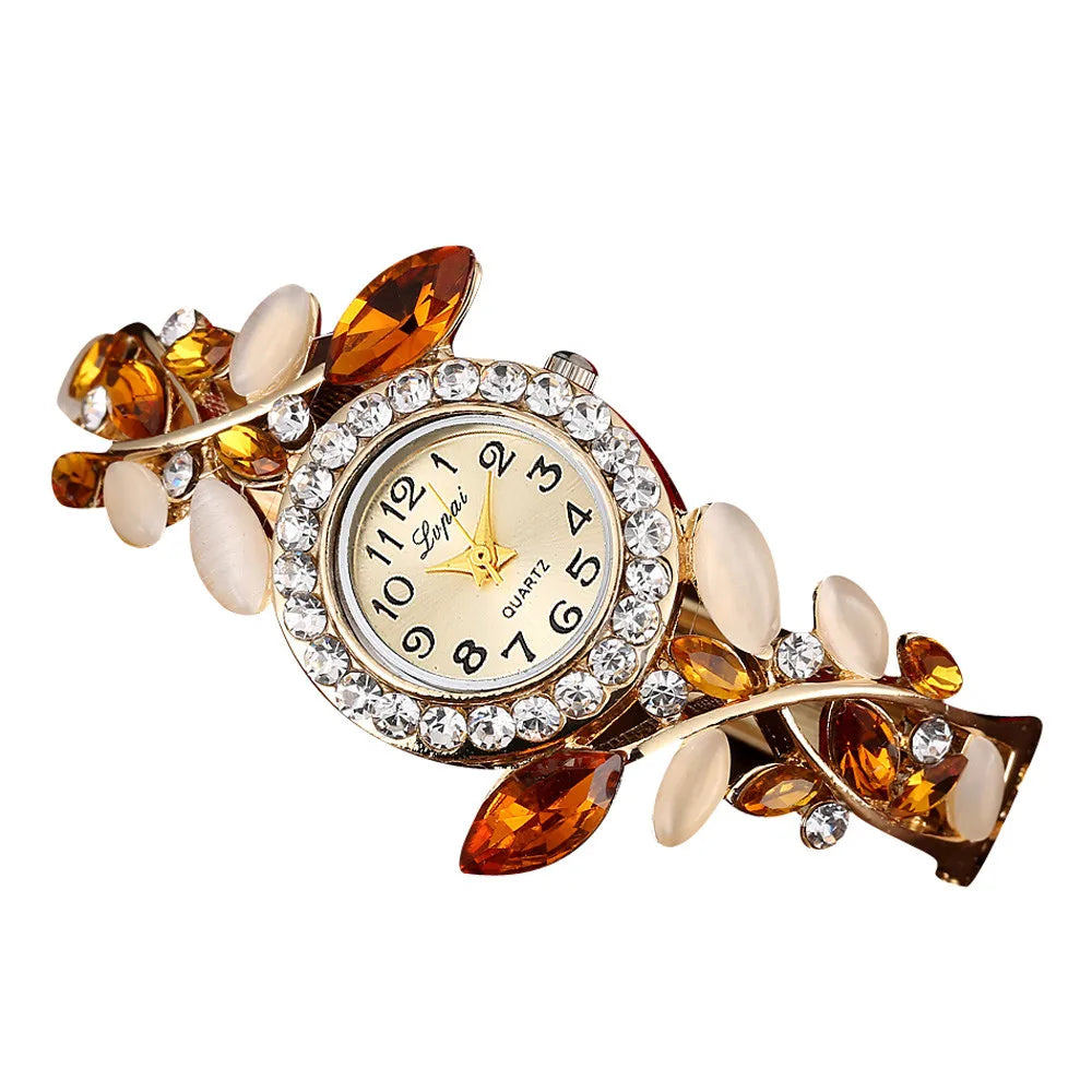 Girls Flower Alloy Band Stainless Steel Quartz Watch Fashion Quartz Watch Qme