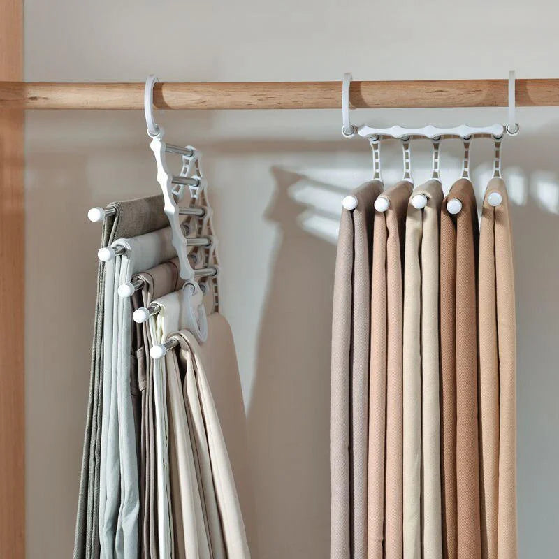 Stainless Steel Folding Trouser & Tie Rack Hanger Organizer Folding Clothes Hanger Qme