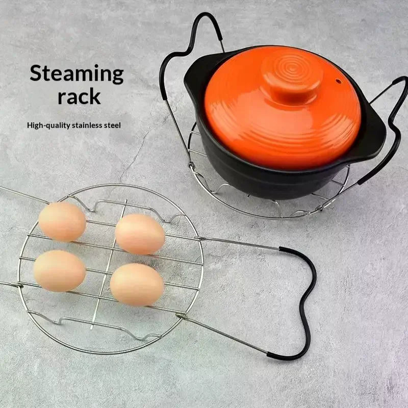 Stainless Steel Steamer Rack Trivet with Silicone Handles Steamer Rack Trivet Qme Default Title