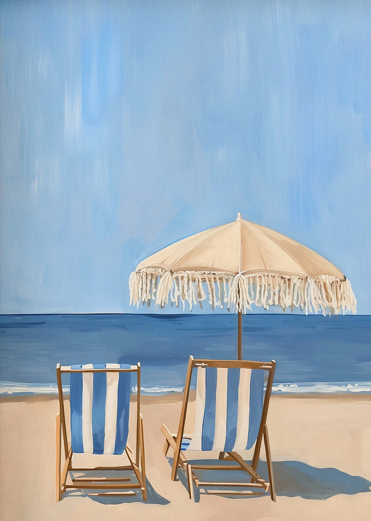Vintage Coastal Beach Canvas Wall Art – Sailboat & Seashell Canvas Wall Art Qst xx-8 50x70cm Unframed