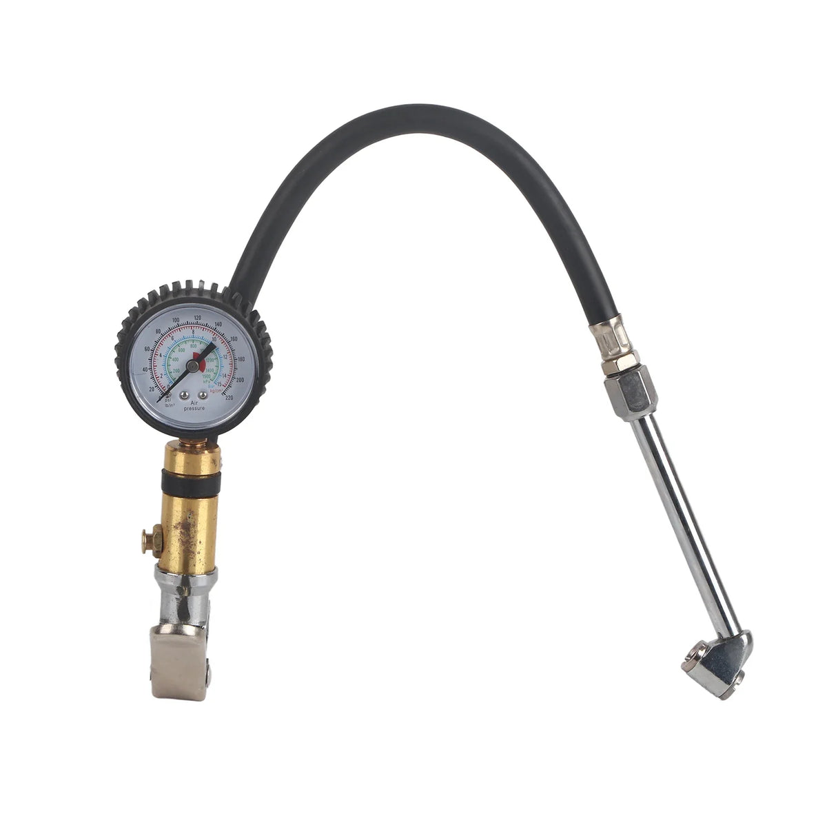 Tire Pressure Inflator Gun with Gauge | 10–220 PSI, 1/4" Fit Tire Inflator Gun Qme black