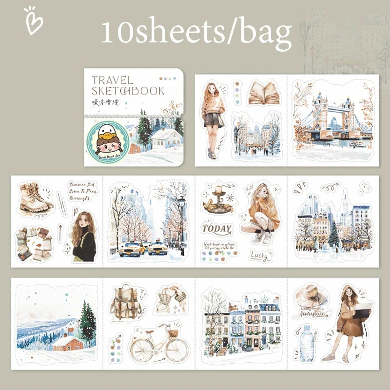 10 Sheets Travel Die-Cut Scrapbook Stickers – DIY Planner Decor Die-Cut Sticker Sheets Qme 6