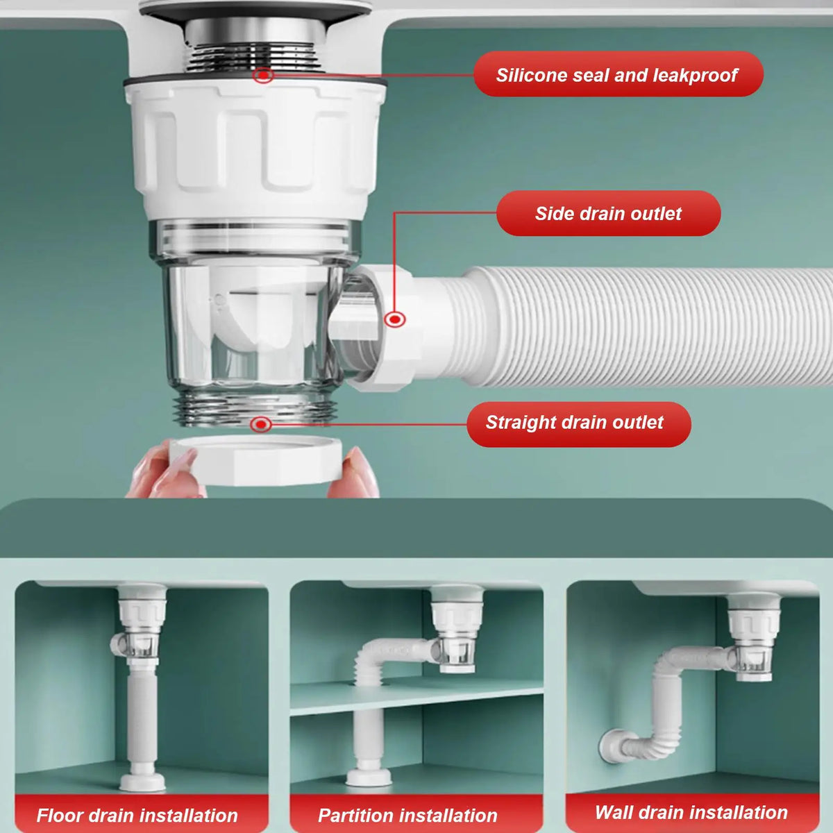 Telescoping Drain Pipe Hose – Anti-Odor Bathroom Sink Outlet Drain Pipe Hose Qme