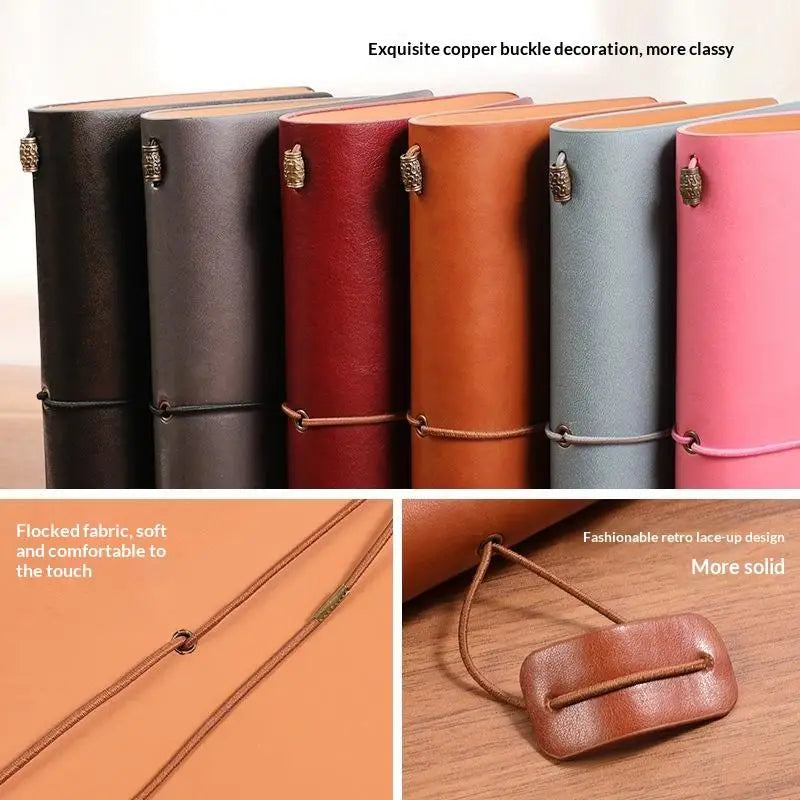 Vintage PU Leather Refillable Notebook – Soft Cover Loose Leaf Refillable Notebook Qme