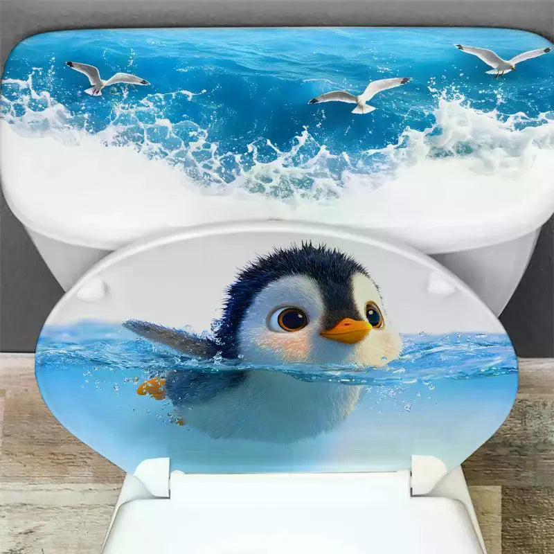 Cute Penguin Waterproof Toilet Stickers – Self-Adhesive Decals Decorative Wall Sticker Qme