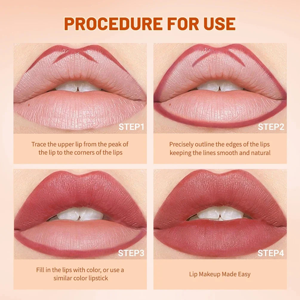 QIBEST Matte Lip Liner Pencil – Smudge-Proof Contour Pen Lip Liner Pencil Qme