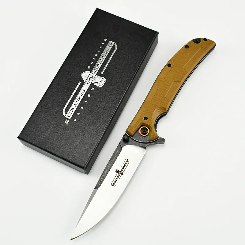 Bulldozer Folding Knife – D2 Steel Portable Pocket Knife EDC Folding Pocket Knife Qst YELLOW