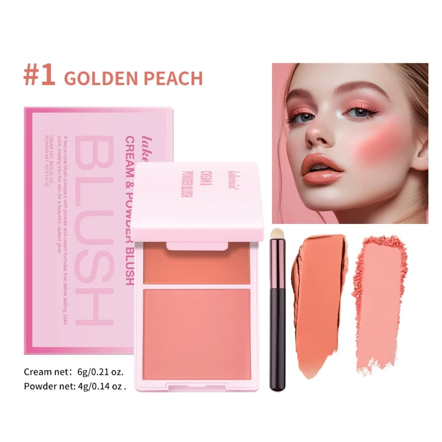 2-in-1 Cream & Powder Blush Palette – High Pigment Matte & Dewy Blush Palette Qst 01