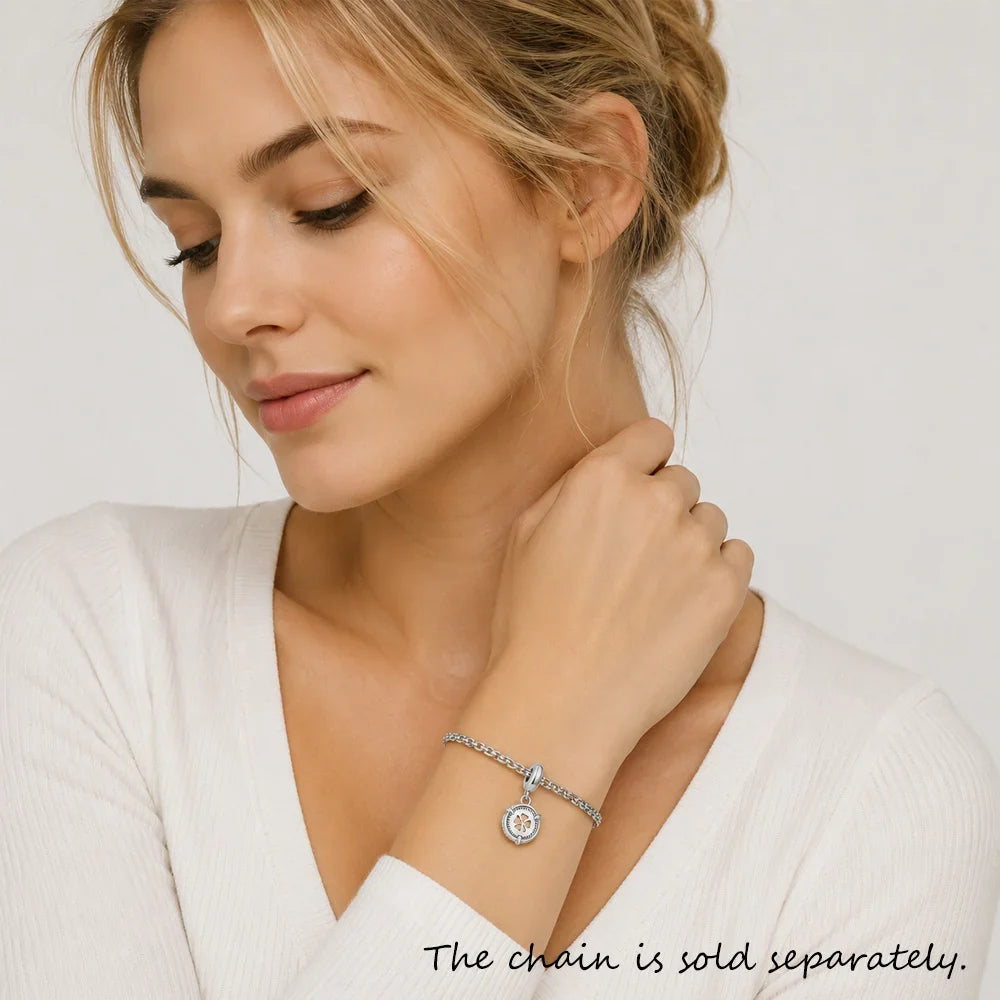 Cloverleaf Clover 925 Sterling Silver Dangle Charm Pendant Sterling Silver Charm Qme