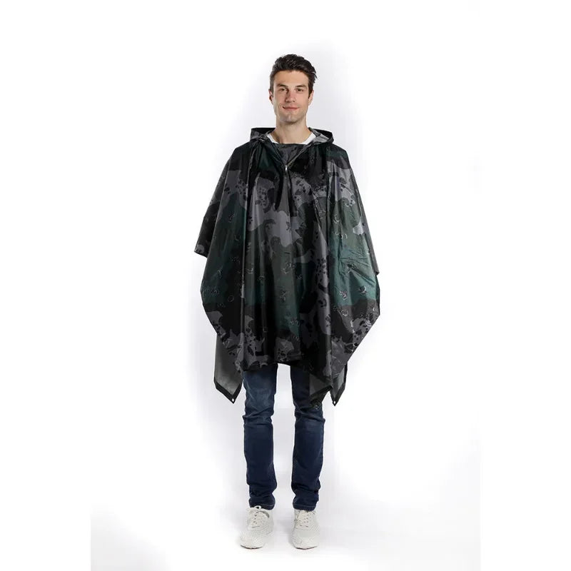 3-in-1 Waterproof Rain Poncho, Backpack Cover & Camping Mat Waterproof Rain Poncho Qme