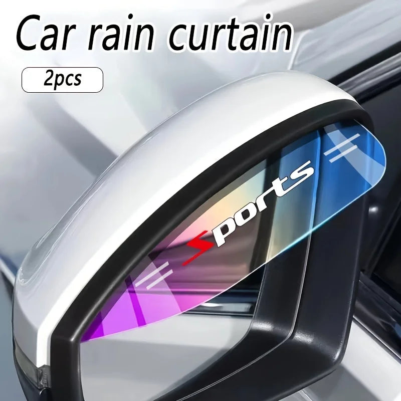 PVC Rearview Mirror Rain Cover Blades for Cars – 2pcs Car Mirror Rain Guard Qme 2pcs Sports Logo