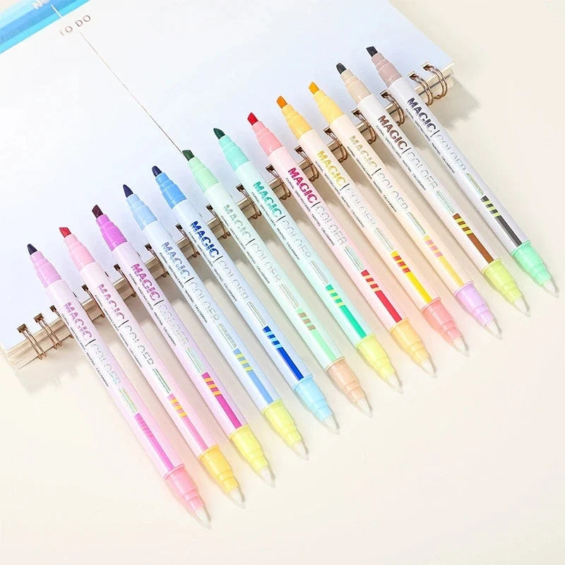 Double Tip Pastel Highlighter Markers | Fine & Broad – Qme Pastel Highlighter Markers Qme