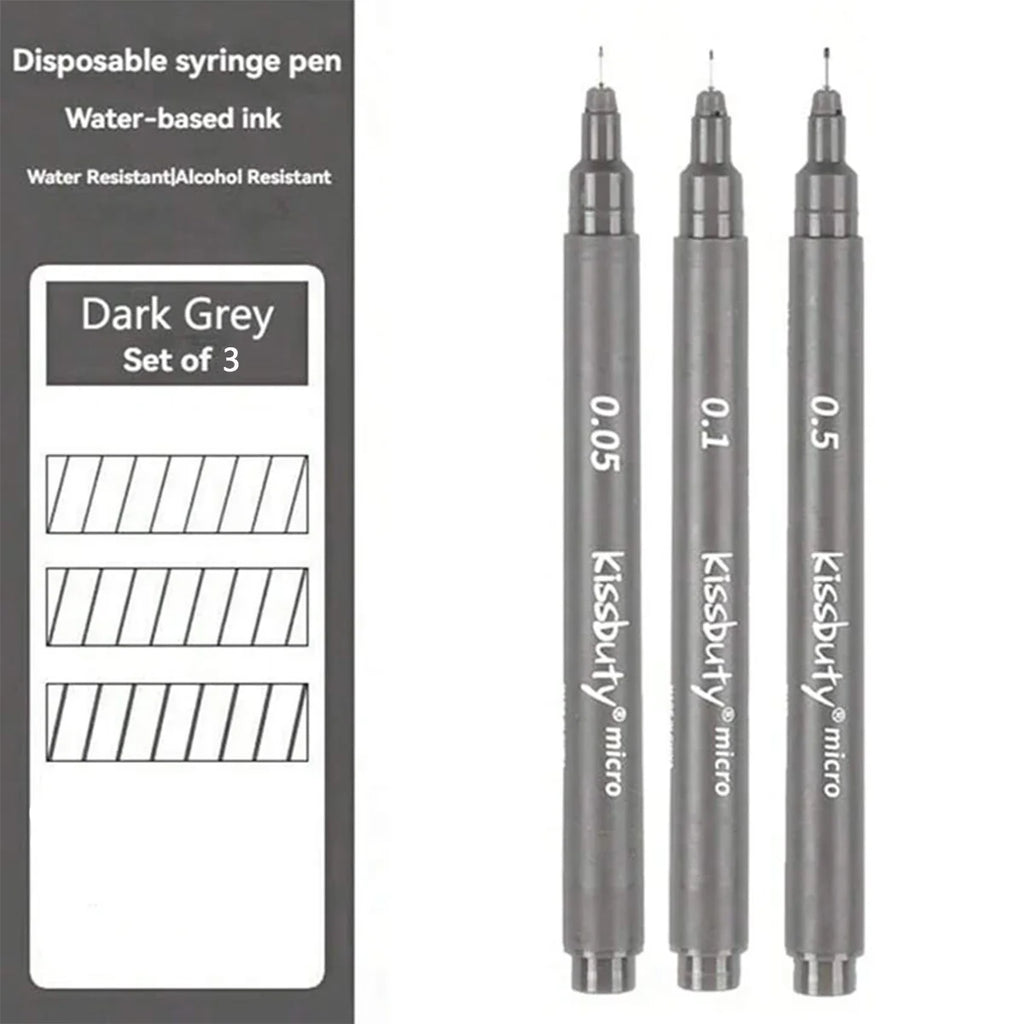 Fine Line Drawing Pens Set – Waterproof Quick-Dry Art Markers Fine Line Art Markers Qme 3pcs-Dark gray