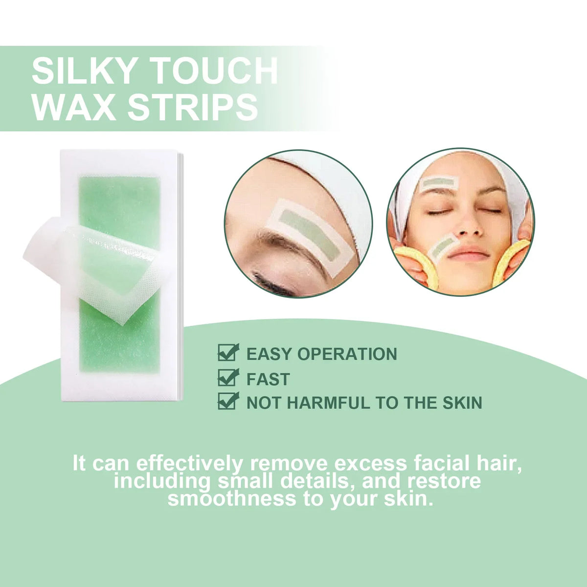 Silky Touch Facial Wax Strips – Face, Neck & Body | 40 Pack Facial Wax Strips Qme