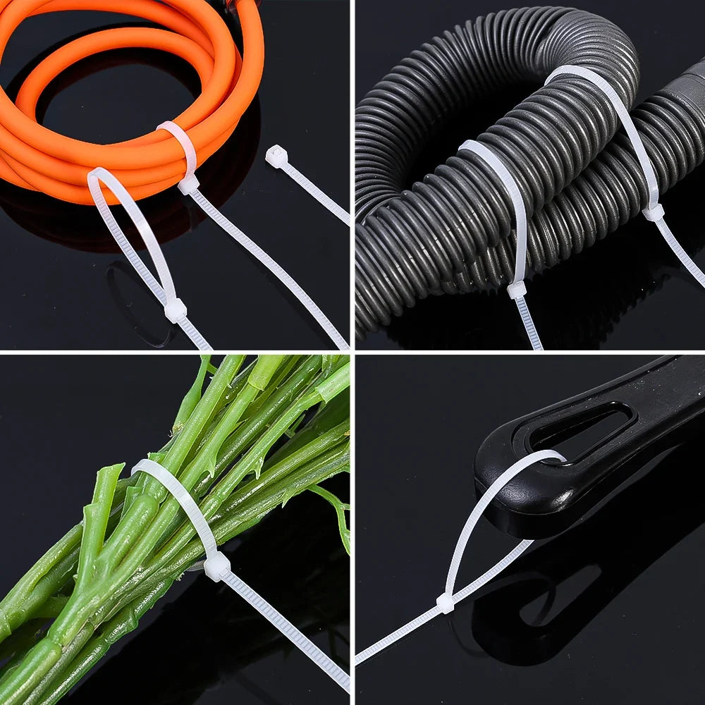 200-Pack Nylon Cable Ties – Reusable Self-Locking Cord Straps Nylon Cable Ties Qme