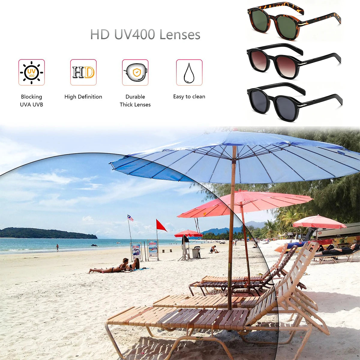 VOPHA Retro Round UV400 Sunglasses Unisex with Retainer Strap Retro Round Sunglasses Qst