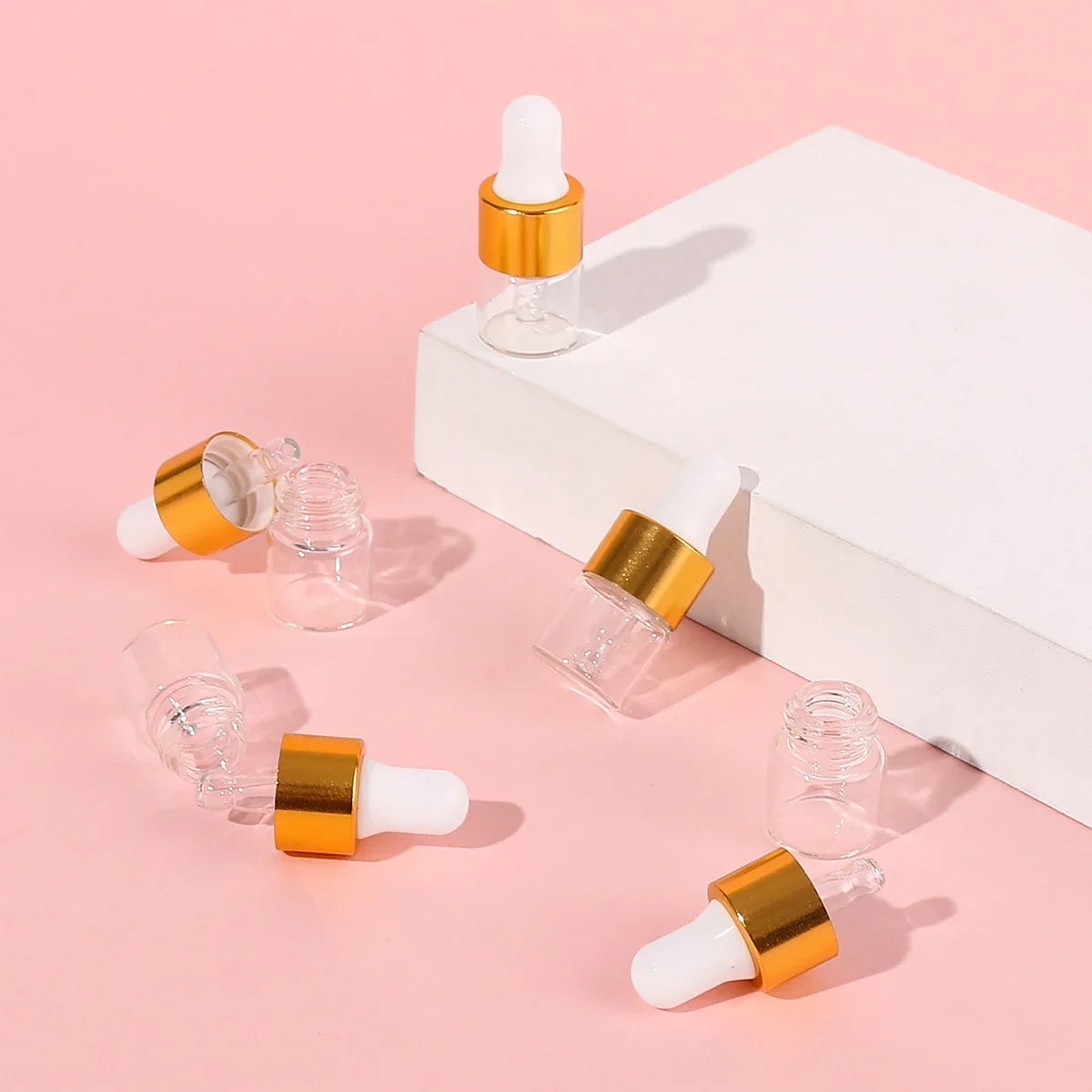 Clear 1ml Mini Glass Dropper Bottles – 50pk Essential Oil Vials Glass Dropper Bottles Qme