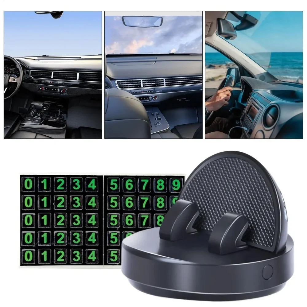 Qme Car Dashboard Phone Mount | 360° Rotation & Parking Card Car Phone Mount Qme