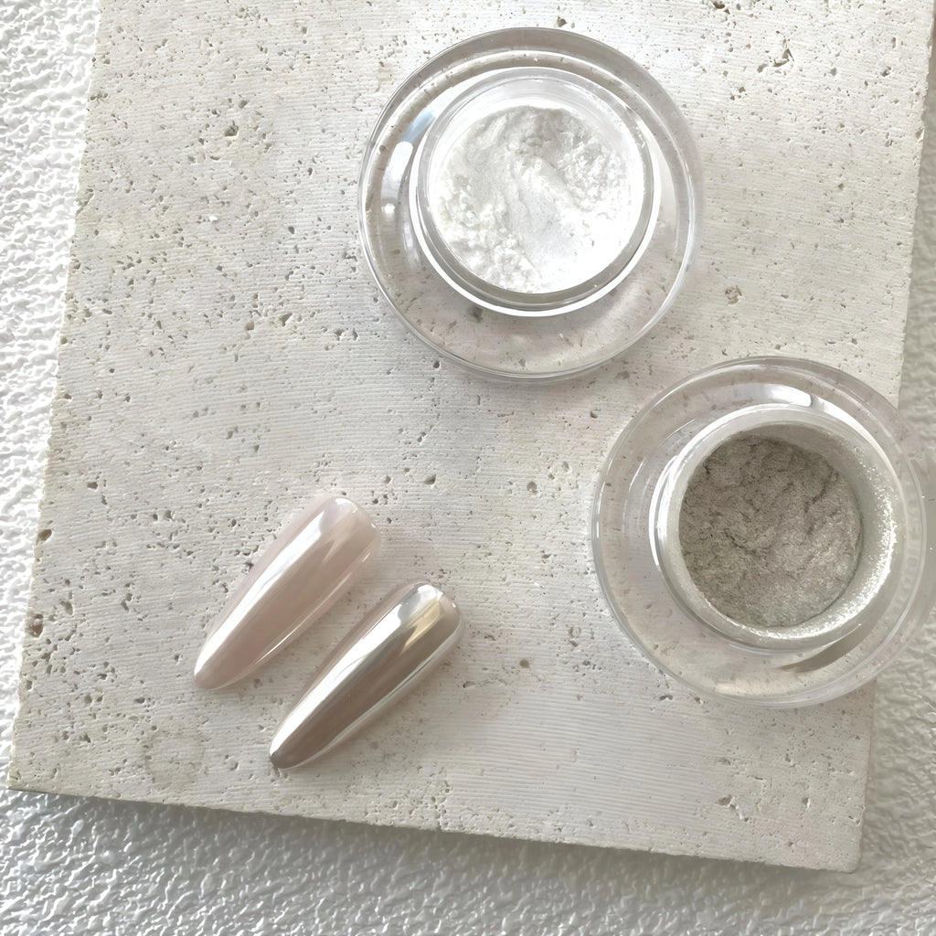 Silvery Champagne Chrome Mirror Nail Powder – Glitter Art Chrome Nail Powder Qme 1set