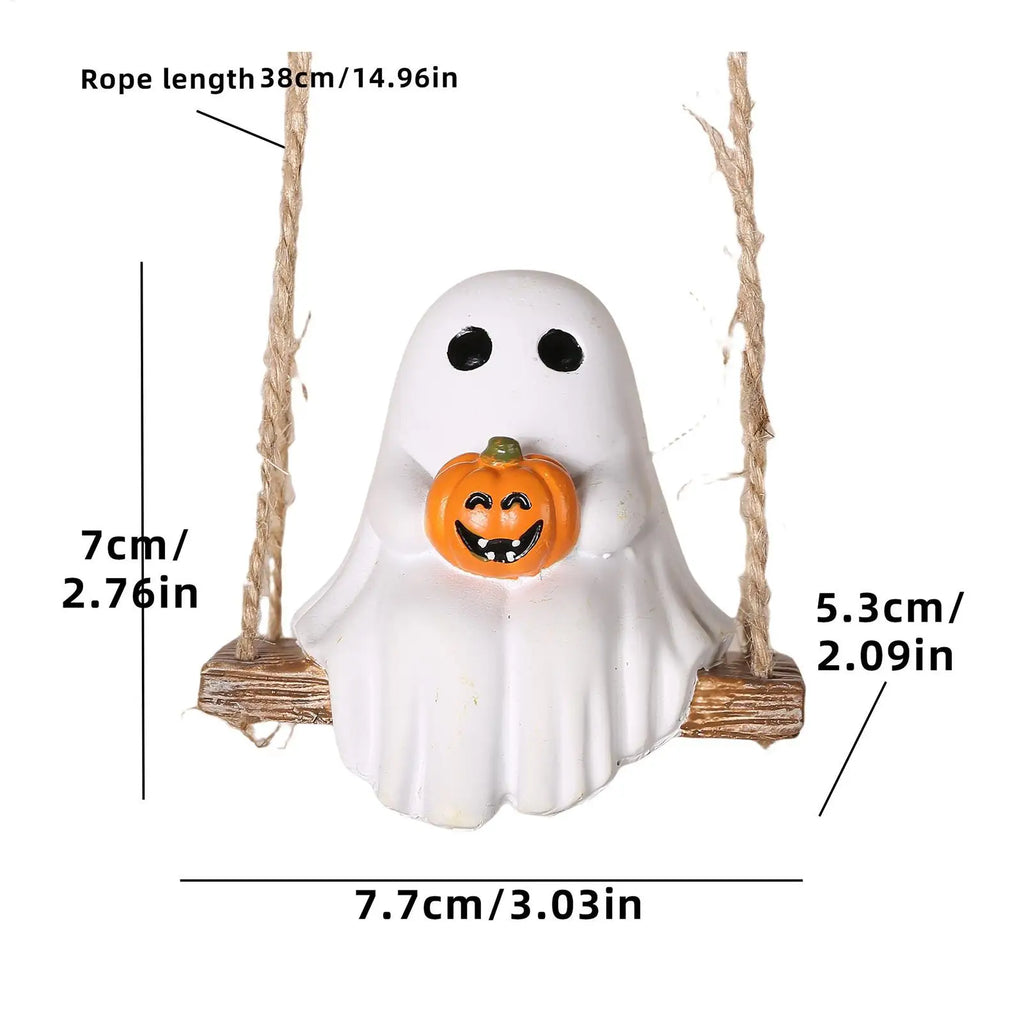 Ghost Pumpkin Halloween Swing Ornaments – Weather-Resistant Halloween Ornament Qme
