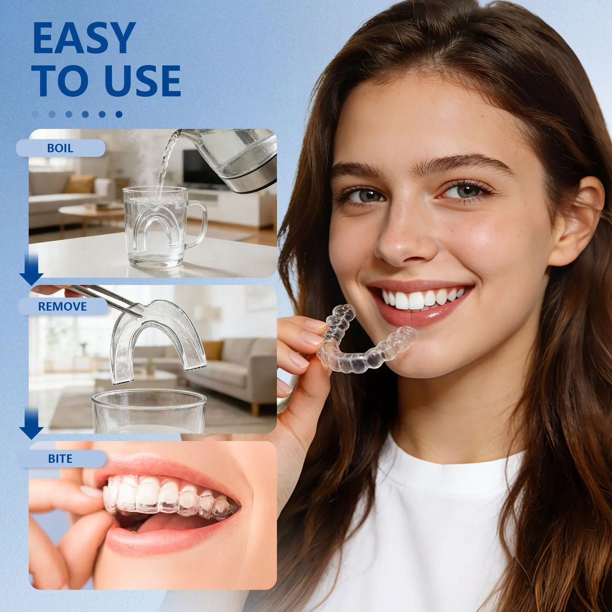 Moldable Night Guard & Whitening Tray 6-Pack | Boil & Bite Fit Dental Night Guard Qst