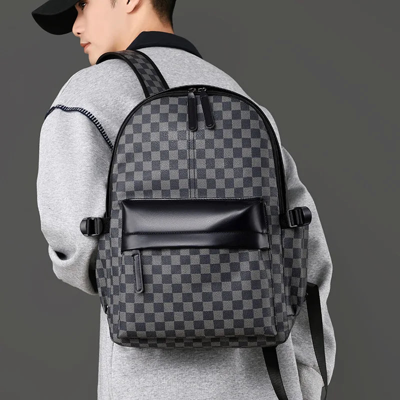 Qme Plaid Men's Business Commuter Backpack | 20–35L Laptop Bag Men's Commuter Backpack Qme