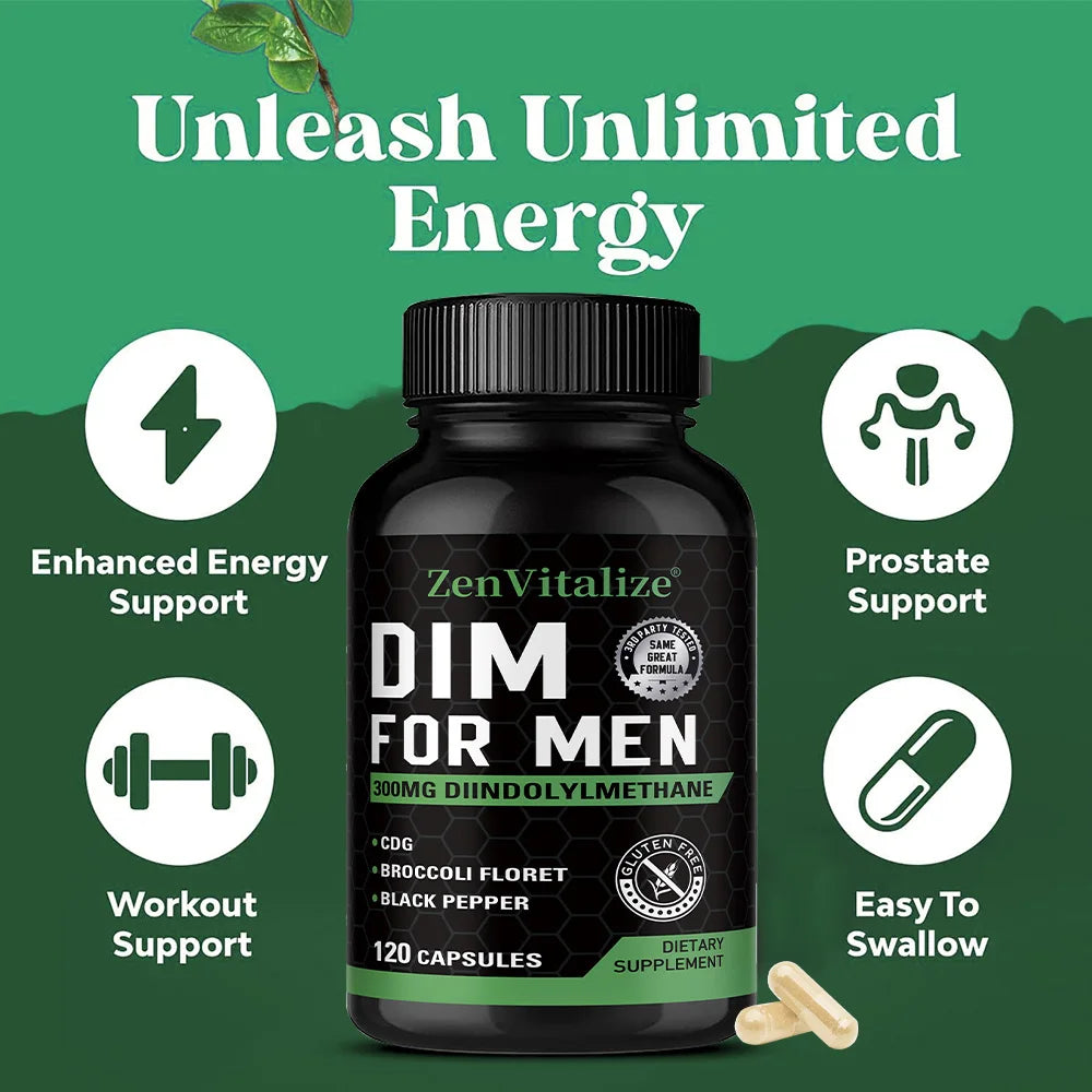 ZENVITALIZE DIM 300mg Men's Supplement – Broccoli & Black Pepper Men's Health Supplement Qst