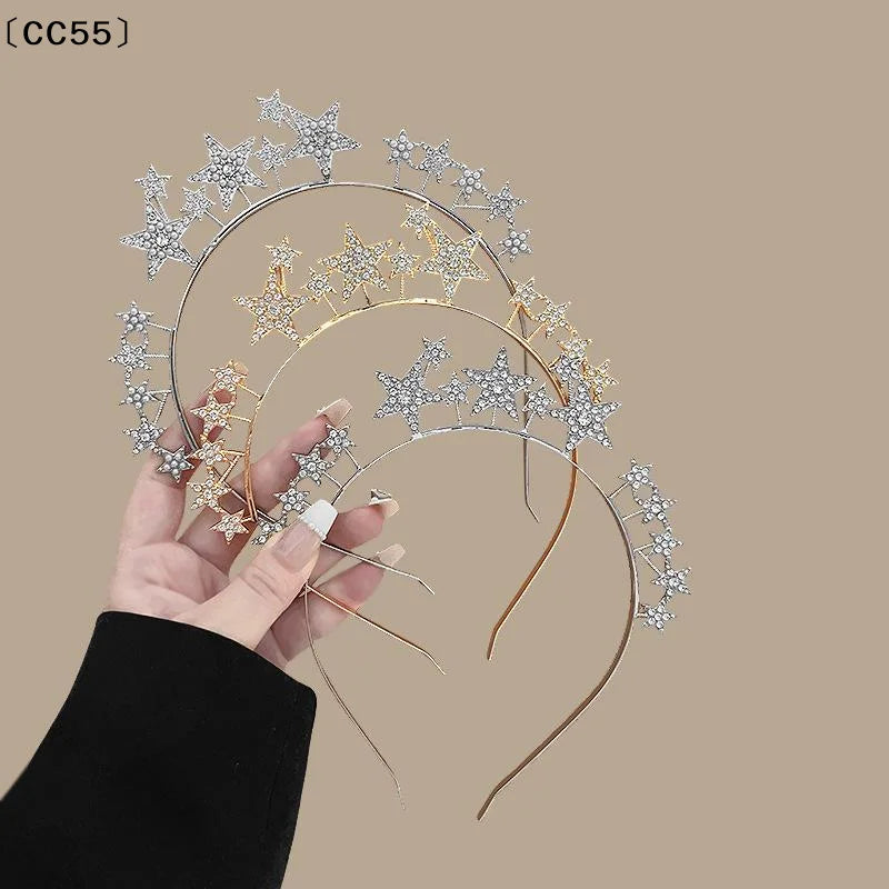 Rhinestone Pearl Star Headband – Party Festival Hair Accessory Fashion Headband Qst