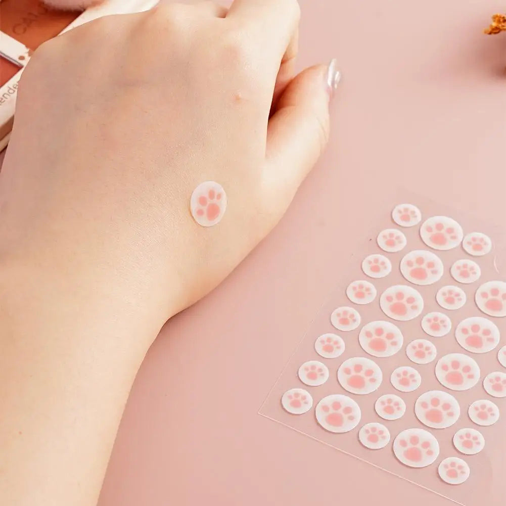 Hydrocolloid Pimple Patches 36ct | Cute Cat Paw Shape | Qme Pimple Patch Qme